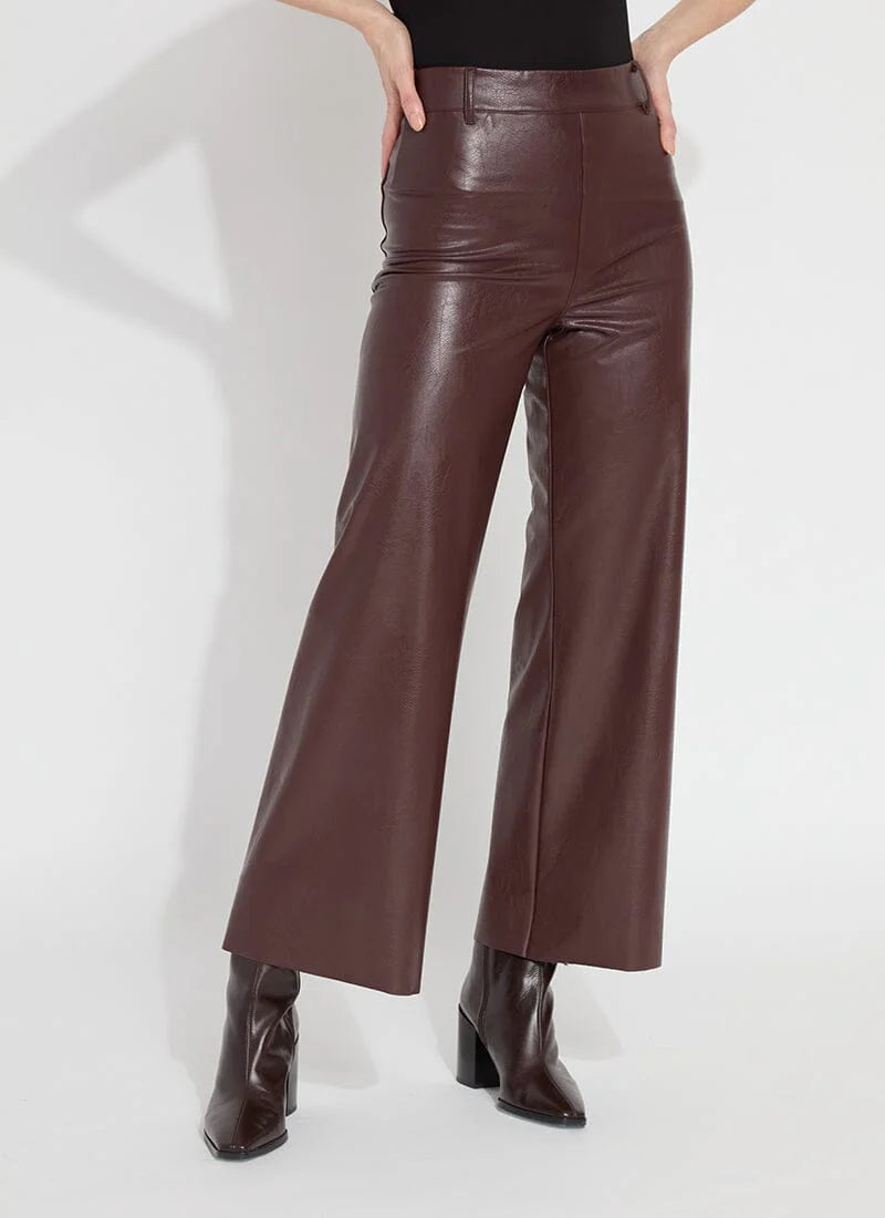 Vegan Leather Wide Leg - Burgundy