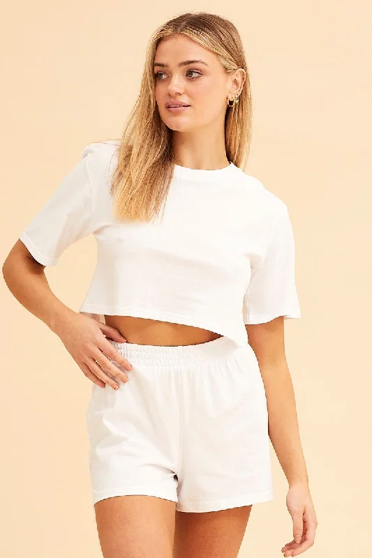 White Jamie Pull On Lounge Short