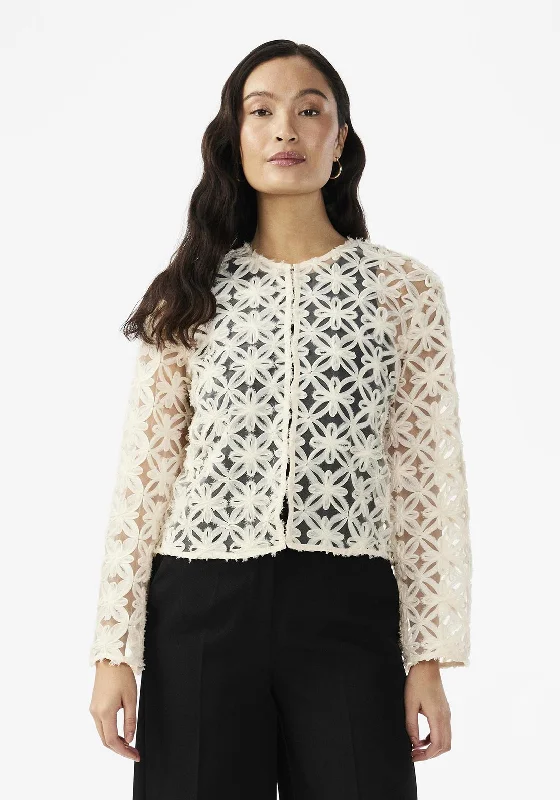 Y.A.S Hera Fabric Flower Mesh Top, Birch